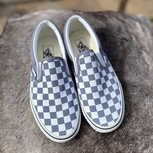 Vans Gray/white Sneakers Checkered Slip On men’s 6 women’s 7.5